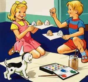 Tojást festő gyerekek alkotó: English School
