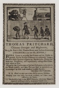 Kéményseprők, Thomas Pritchard, kereskedelmi kártya alkotó: English School