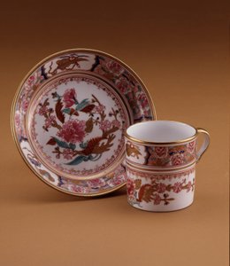 Kínai stílusú kávéscsésze és csészealj, Spode, Staffordshire, 1800 körül (porcelán)