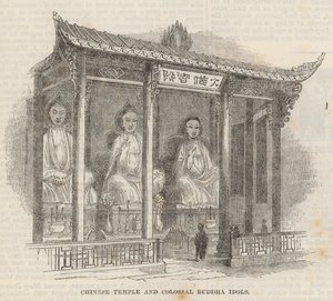 Kínai templom és kolosszális Buddha-bálványok alkotó: English School
