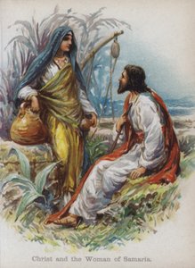 Krisztus és a szamáriai asszony (chromolitho) alkotó: English School