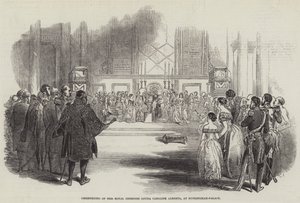 Ő Királyi Fensége Louisa Caroline Alberta keresztelője a Buckingham-palotában (metszet) alkotó: English School