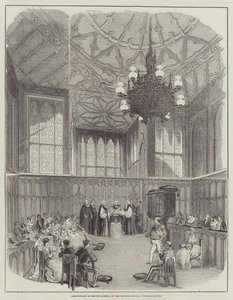 Alfréd herceg keresztelője a magánkápolnában, a windsori kastélyban (metszet) alkotó: English School