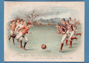 Karácsonyi képeslap egy futballmérkőzésről, 1892 alkotó: English School