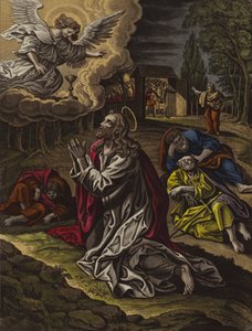 Krisztus gyötrelme a kertben (színes litho) alkotó: English School