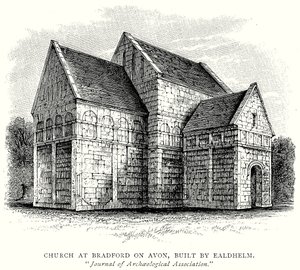 Ealdhelm által épített templom Bradford on Avonban (metszet) alkotó: English School