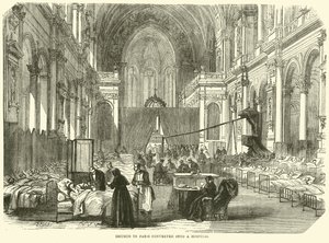 A párizsi templomot kórházzá alakították át 1870 novemberében alkotó: English School