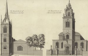 St Dunstan templom keleten és St James Garlickhythe templom, London
