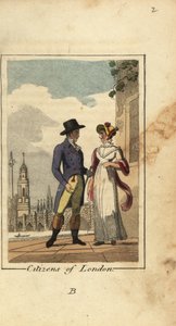 London polgárai, a háttérben a Westminster híddal és a Nelson-oszloppal alkotó: English School