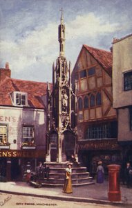 City Cross, Winchester (színes litográfia) alkotó: English School