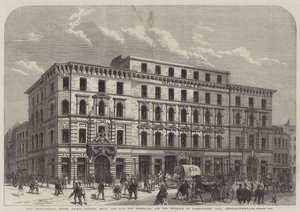 Városfejlesztések, Messers Thomas Tapling, Beall és a vállalat új raktárépülete, valamint a Gresham Street bejárata a rövidáru-csarnokba (metszet) alkotó: English School