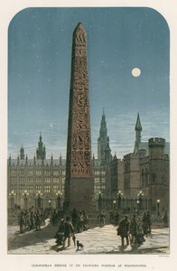 Cleopatras Needle a Westminsterben javasolt pozíciójában alkotó: English School