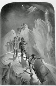 Mászás éjjel, a Mont Blanc utolsó emelkedőjének tíz jelenetéből, köztük öt kilátással a csúcsról, J.D.H. Browne, megjelent 1853 alkotó: English School