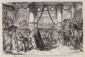 Karl Goldmark Die Konigin von Saba (Sába királynője) című operájának I. felvonásának záró jelenete a németországi Leipziger Stadttheaterben (metszet) alkotó: English School