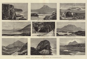 Tengerparti és hegyi táj Sutherlandben (metszet) alkotó: English School