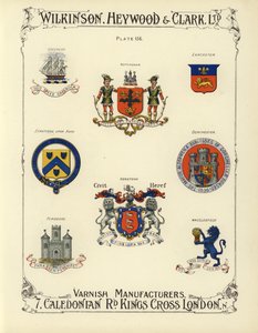 Brit városok címerei (chromolitho) alkotó: English School