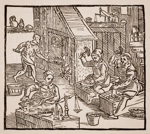 Coiners at Work, 1577 (szépia fotó) alkotó: English School