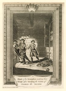 Blood ezredes és társai megszöktek, miután ellopták II. Károly király koronáját alkotó: English School