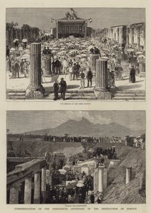 Megemlékezés Pompei pusztulásának tizennyolcadik századik évfordulójáról (metszet) alkotó: English School