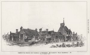 Versenyképes tervezés iskolák és lakóhely számára, Bettesworth Road, Swanwore, Isle of Wight (metszet) alkotó: English School