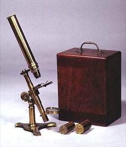 Összetett monokuláris mikroszkóp, Amadio Optician, London, 1860 körül (sárgaréz és sellak) alkotó: English School