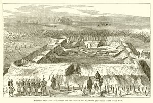 Konföderációs erődítmények a Manassas Junction északi részén, a Bull Run közelében