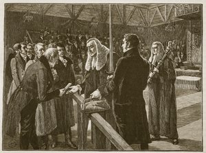 Konferencia a Parlament házai között, 1835, illusztráció: Cassells Illustrated History of England (szépia fotó) alkotó: English School