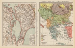 Konstantinápoly és a Márvány-tenger; A Balkán-félsziget néprajzi térképe (színes litográfia) alkotó: English School