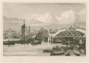 Az új London Bridge építése, 1827. július 26 alkotó: English School