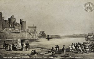 Conway híd épül, 1848 alkotó: English School
