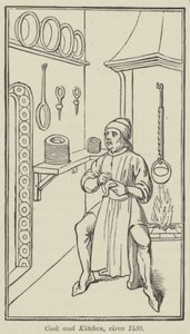 Szakács és konyha, 1430 körül (metszet) alkotó: English School