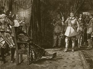Cornet Joyce interjú Charles-lal, illusztráció Cassell Illustrated History of England című művéből (szépia fotó) alkotó: English School