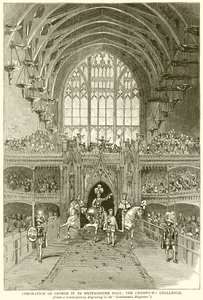 György koronázása IV. a Westminster Hallban: The Champions Challenge alkotó: English School
