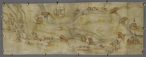 Cotton MS Augustus I i 65 A Trent folyó és mellékfolyói térképe Nottingham és Newark között, 1540 körül (toll és tinta akvarellel papíron) alkotó: English School