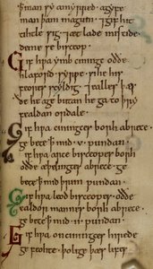 Cotton Nero A. I. f.33 Cnut király törvénykönyve (vellum) alkotó: English School