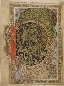 Cotton Nero C IV f.39 A pokol állkapcsa egy angyal által rögzítve, Blois Henrik zsoltárából, 1121-61 körül (vellum) alkotó: English School