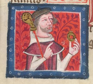 Cotton Nero D VII fol.87v Henry of Blois, Thomas Walsingham "St. Albans Aranykönyvéből" alkotó: English School