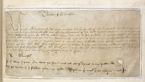 Cotton Vespasianus MS F III f.19 Richard első fennmaradt levele Sir John Say-nek alkotó: English School