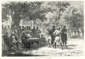 Gerichtshof im Dschungel (Gravur) von English School