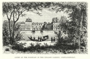 A szökőkút udvara az angol kertben, Fontainebleau (metszet) alkotó: English School