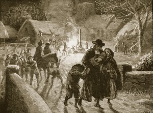 Egy püspöki lelkészt kilakoltató szövetségek, illusztráció Cassell Illustrated History of England című művéből (szépia fotó) alkotó: English School