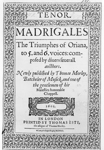 Az 1601-ben Thomas Este által kiadott The Triumphes of Oriana című könyv Tenor részének borítója alkotó: English School