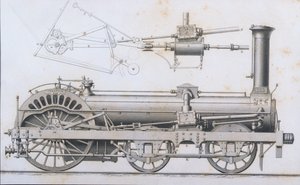 Cramptons Railway Locomotive Steam Engine a Cyclopaedia of Useful Arts & Manufactures-tól, szerkesztette Charles Tomlinson, 1880-as évek alkotó: English School
