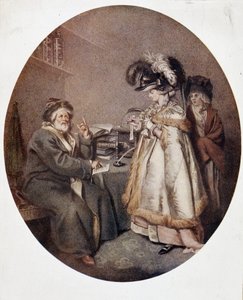 Hiszékeny nő és asztrológus, angol kép, 18. század, é.sz. alkotó: English School