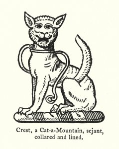 Crest, Cat-a-Mountain, sejant, galléros és bélelt (metszet) alkotó: English School