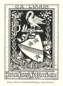 Crest, egy Pelikán, aki védi magát, szárnyakkal ellátva (metszet) alkotó: English School