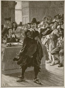 Cromwell utoljára beszél a Hosszú Parlamentben, illusztráció a Cassells Illustrated History of Englandből (szépia fotó) alkotó: English School