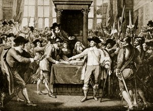 Cromwell feloszlatja a Hosszú Parlamentet, 1653, illusztráció a Hutchinsons Story of the British Nationből, 1923 körül alkotó: English School