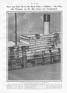 A Titanic keresztmetszete, amely bemutatja, hogyan jutnak fel az utasok a fedélzetre, a The Sphere-ből, 1912. május 11. alkotó: English School