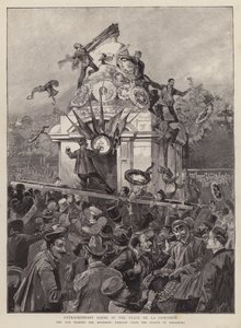 Tömegek tépték le a gyászjelvényeket Strasbourg szobráról a Place de la Concorde-on, Párizsban alkotó: English School